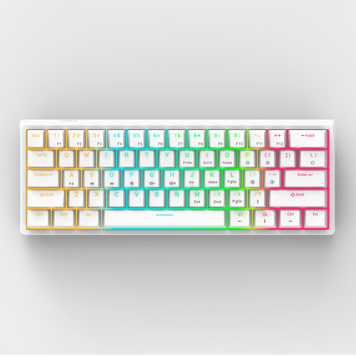 60% White Keyboard RGB 61 Keys - Gaming & Programmable