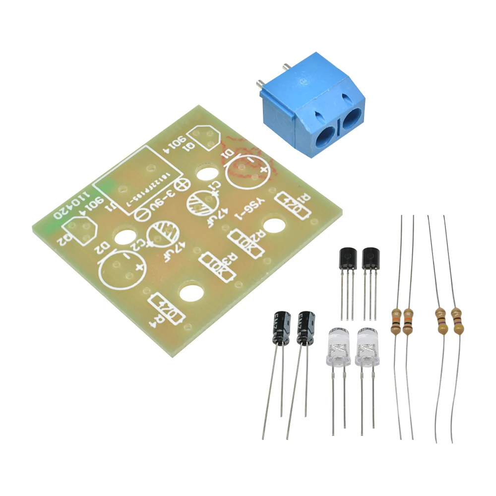 Diy Kit 5mm Led Simple Flash Light Circuit Simple Flashing Leds Circuit ...
