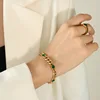 E363-Pulsera Zircón Verde Dorado-15+5cm
