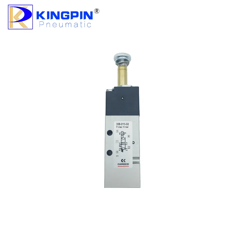 Camozzi 358-015-02 Elektro-Pneumatik-Ventil – 5/2-Wege, G1/8 – Mit Manueller Betätigung – Für Druckluft-Steuerungen Camozzi Elektro-Pneumatikventil 358-015-02