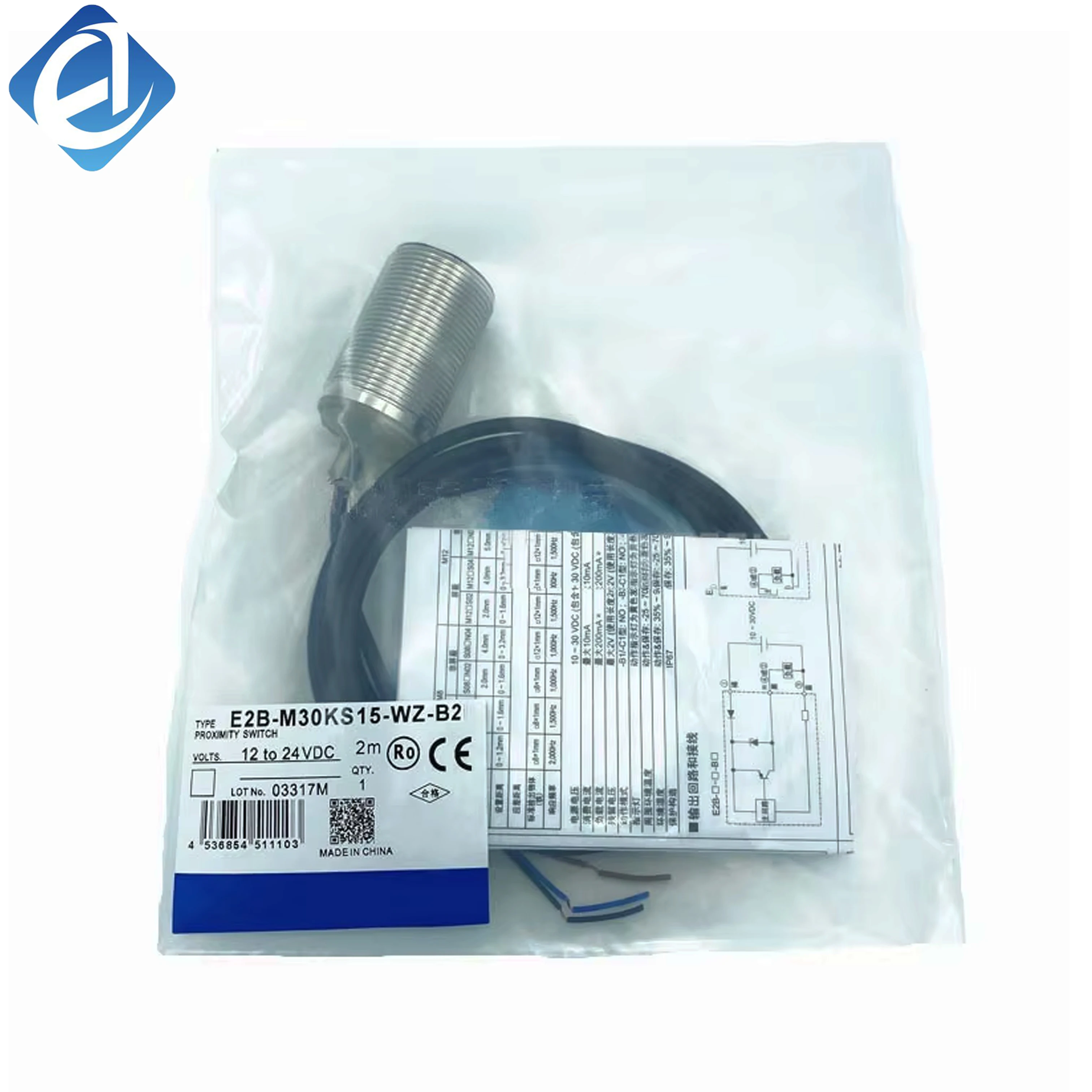 নতুন মূল E2B-M30KS15-WZ-B2 ওম্রন E2B সিরিজ ইনডাক্টিভ প্রক্সিমিটি সেন্সর, যা শিল্প স্বয়ংক্রিয়করণে ধাতব বস্তু সনাক্তকরণ, সীমা অবস্থান নির্ধারণ এবং কাজের টুকরো গণনার জন্য ডিজাইন করা হয়েছে।