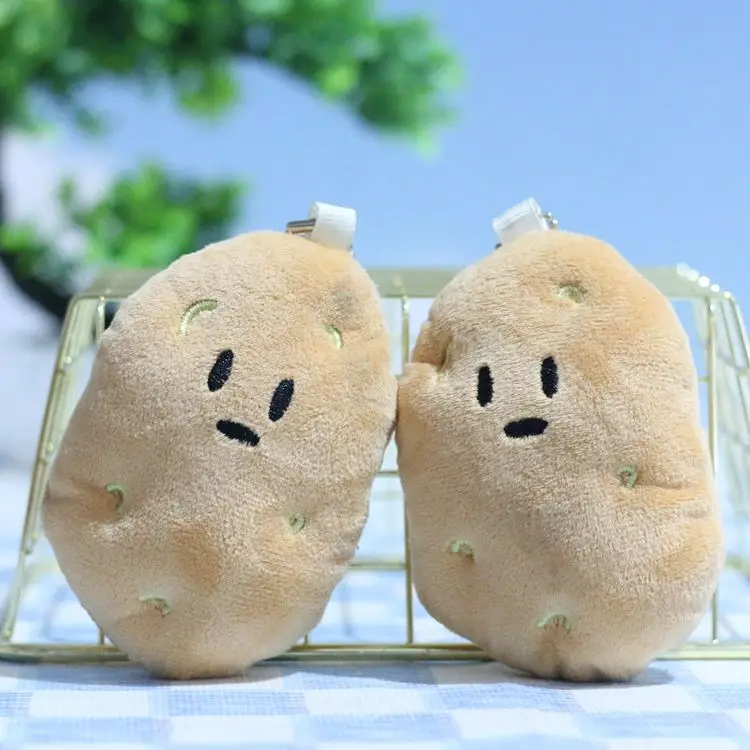 卸売カワイイデザインぬいぐるみ野菜ポテトキーホルダーおもちゃ