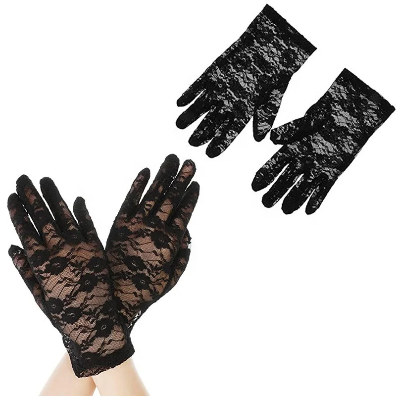 MoreChioce Gants De Mariage En Dentelle Beige – 1 Paire Gants Courts Élégants Pour Femme