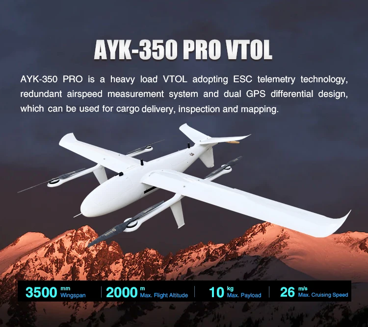Foxtech Ayk350 Pro 10kg Payload Heavy Lift Surveillance Mapping Survey