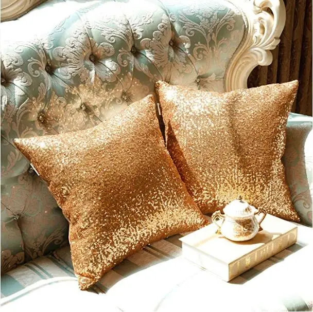 Glitter Sequins Cushion Cover Solid Color Throw Pillow Case Cafe Home Decor Covers Decorative Wholesale Bulk Customized 45x45