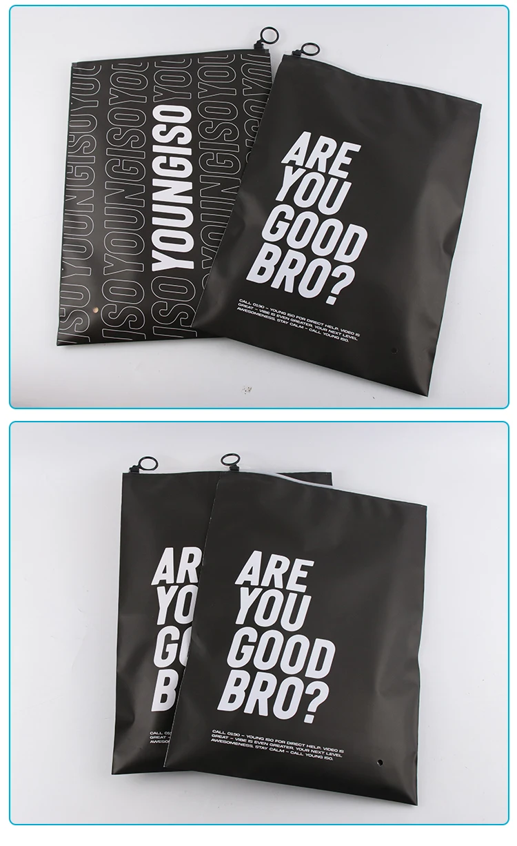 Custom Printed Logo CPE Plastic Slider Zipper Bags For Clothing Underwear T-Shirt Packaging
