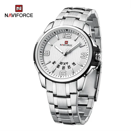 NAVIFORCE 9215S SBW Factory Custom Logo Cheap Quartz Watch Men Wrist Stainless Steel Band Luminous Hands Calendar Business Watch