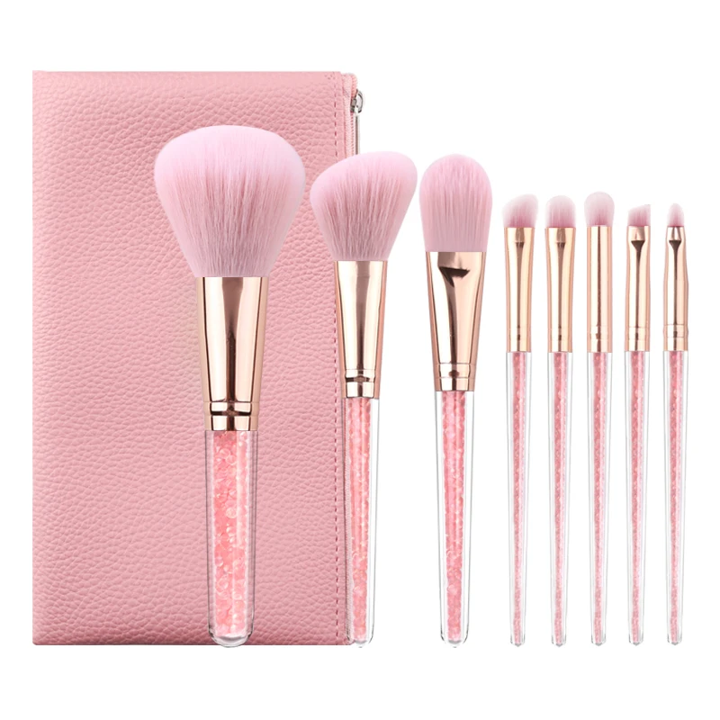 8pcs Pink Bling Bling  Cheap  Price Private Label Makeup Brush Set with Bag