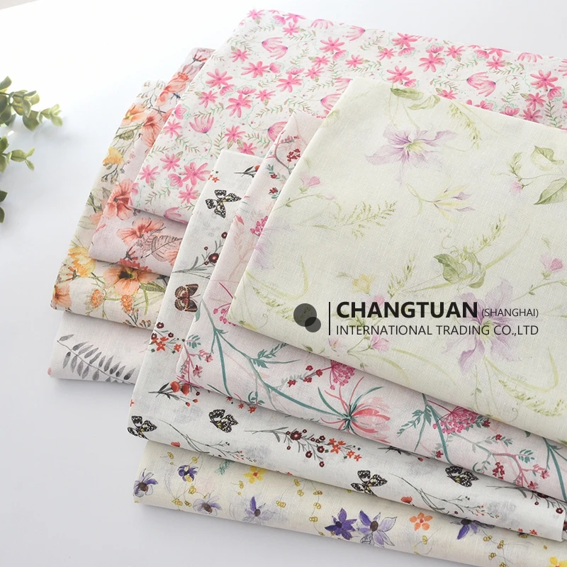 Льняная ткань с принтом