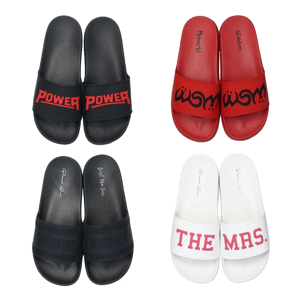 Оптовая продажа заводская цена черные унисекс тапочки с индивидуальным логотипом