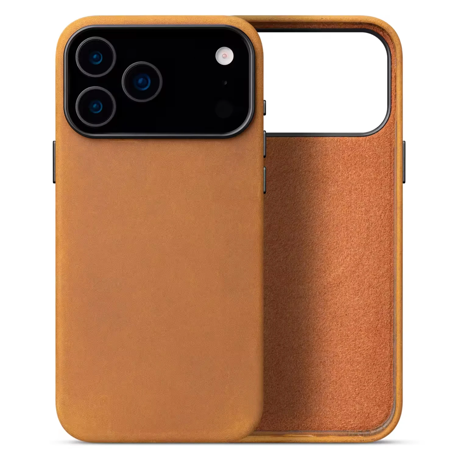 Funda trasera de auténtica piel de vacuno para iPhone 17/Air/Pro/Pro Max elegante y profesional con imán incorporado