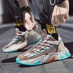 New Vulcanized Mesh Sneakers Men's Winter Walking Dad Shoes Black Chunky Fashion Sport Shoes