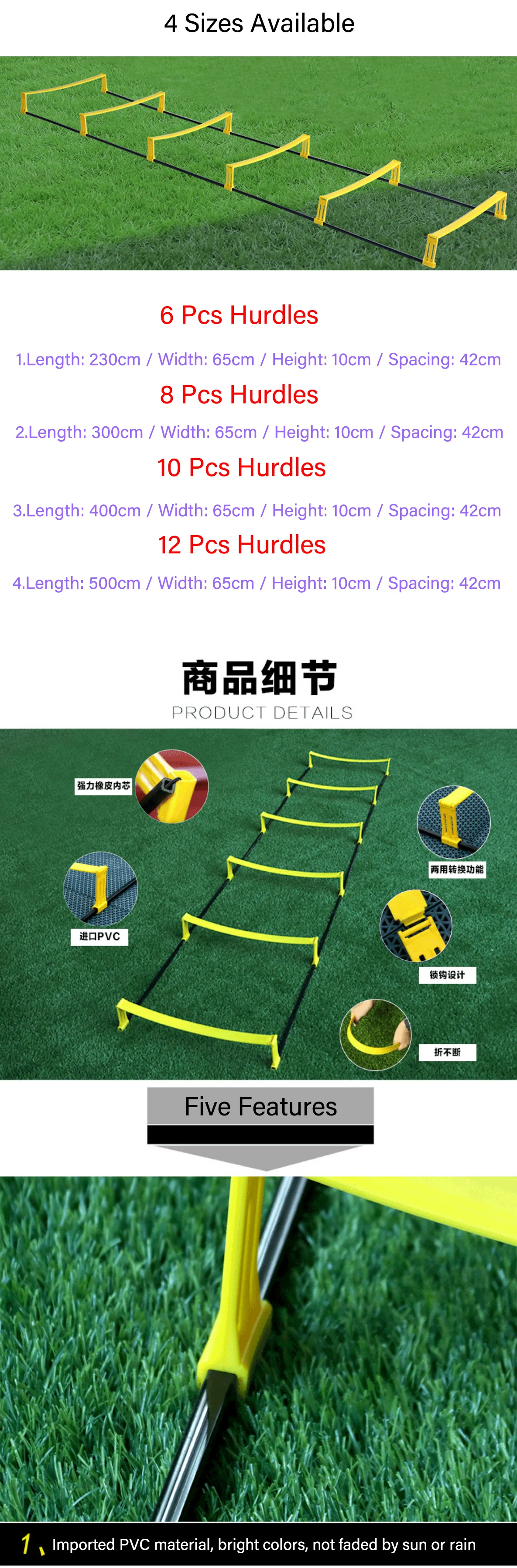 6/8/10/12 Rungs 2 In 1 Agility Ladder For Speed Agility Hurdle Durable