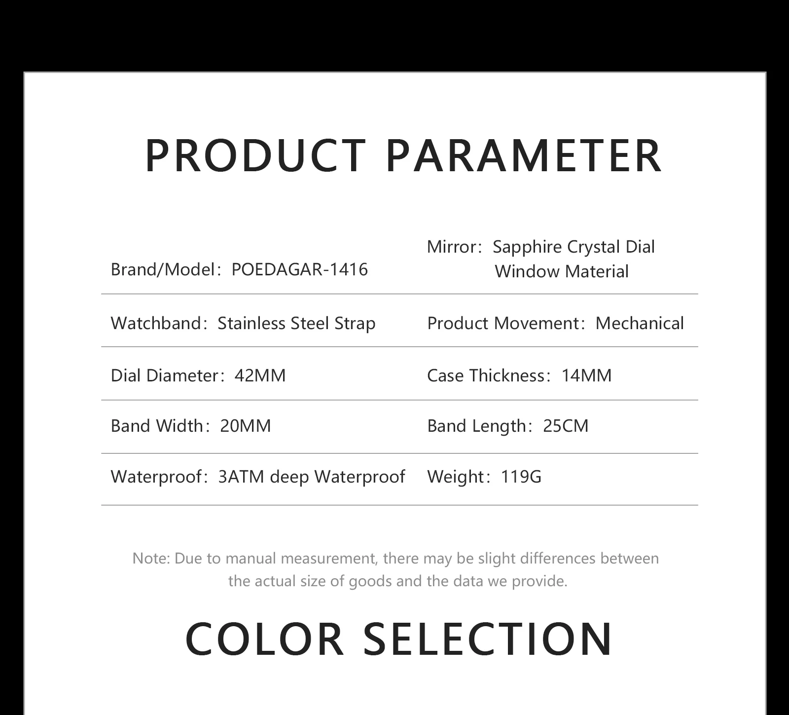 Poedagar 1416 Automatic Waterproof Luminous Mechanical Watch For Men