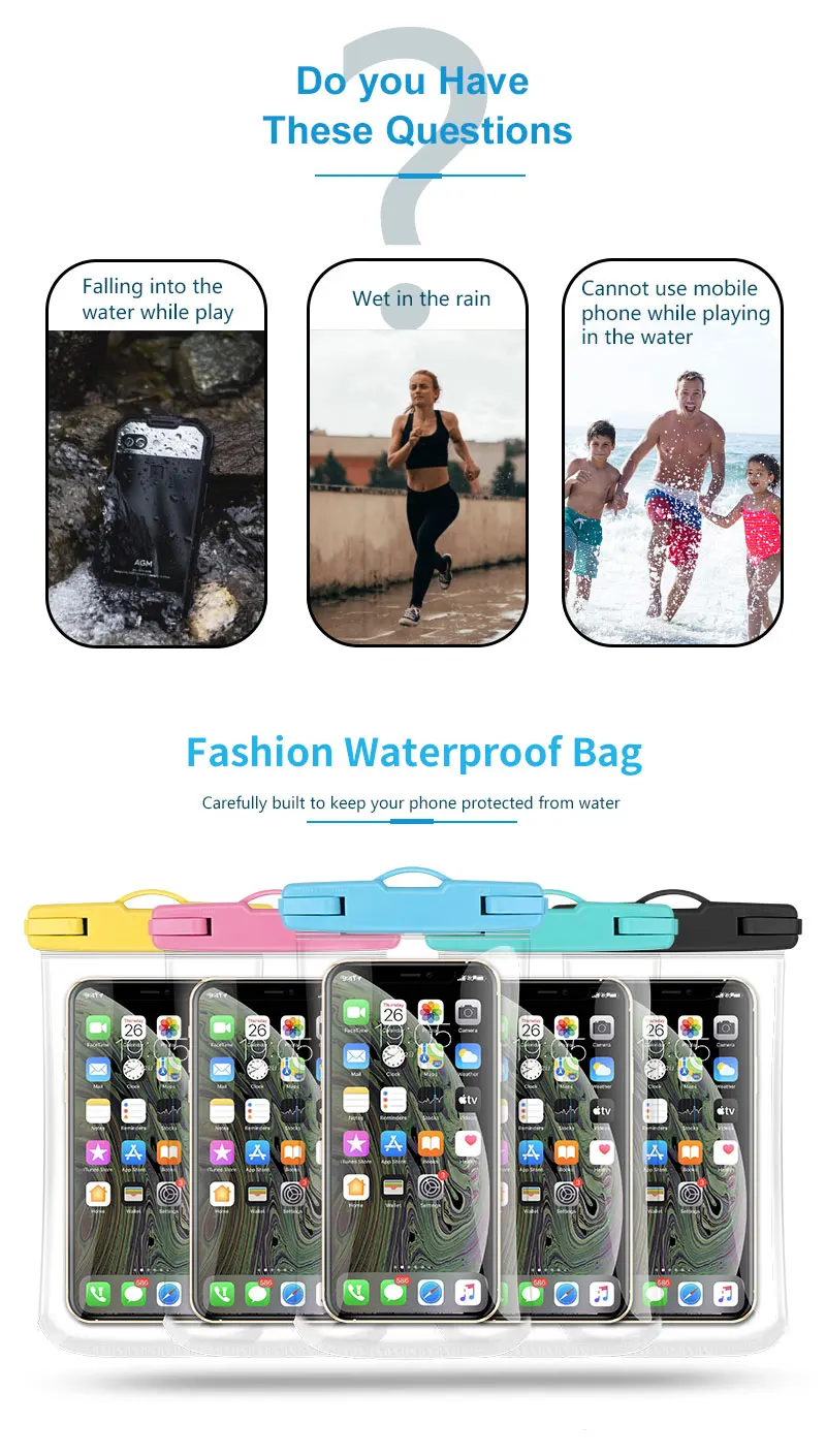 2021 Clear Tpu Ipx8 Cellphone Waterproof Bag For Android Huawei And Iphone With Custom Logo