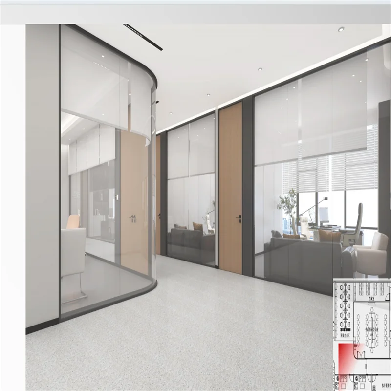 product single glass partition with 60mm aluminum integrated frame  20mm slim profile   for villas  offices-2