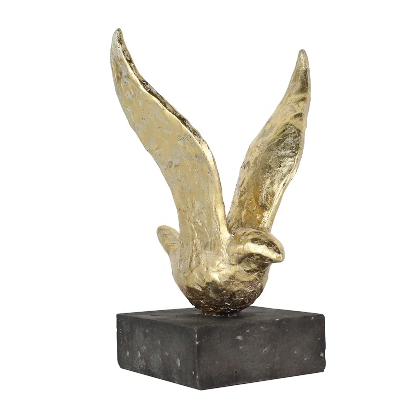 Vente chaude moderne léger et attrayant résine de feuille d'or autocollant statue de pigeon pour la décoration de la maison