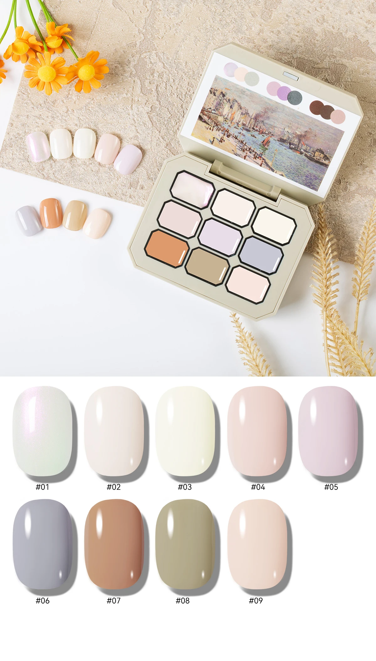 9 colors Private Label Solid Nail Gel Palette For Nail Art Design Uv Led Soak Off Solid Cream Mud Resin Uv Gel supplier