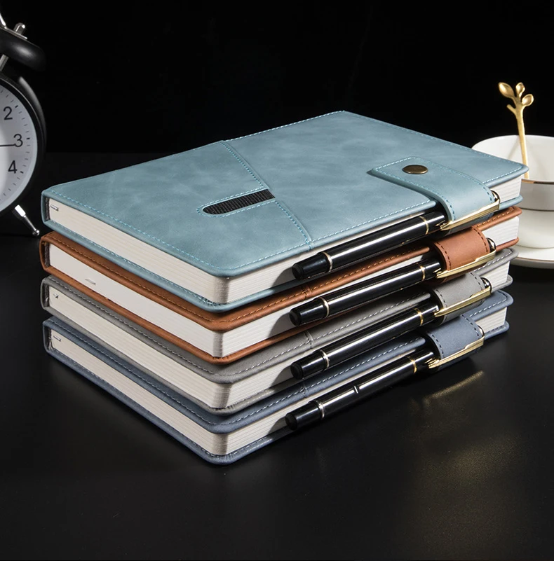 Promotion custom logo pu leather cover agenda notebook for office school gift notebooks