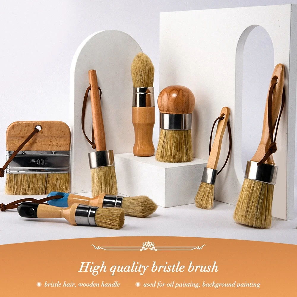 Factory Custom Acrylic Paint Professional Artist Oil Paint Brush Types Bristle Hair Chalk Artist Brush