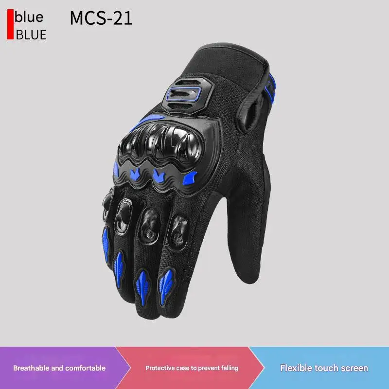 Men and Women Full-Finger Touchscreen Cotton Motorcycle Gloves in Black/Red/Pink/Blue for Road Racing and Cycling