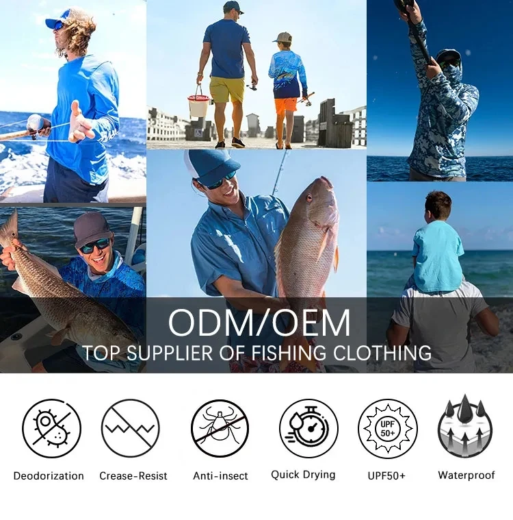 Custom UPF50+ Sun Protection Moisture Wicking Polyester Spandex Fish Clothing Men's Long Sleeve Mesh Vented Uv Fishing Shirt
