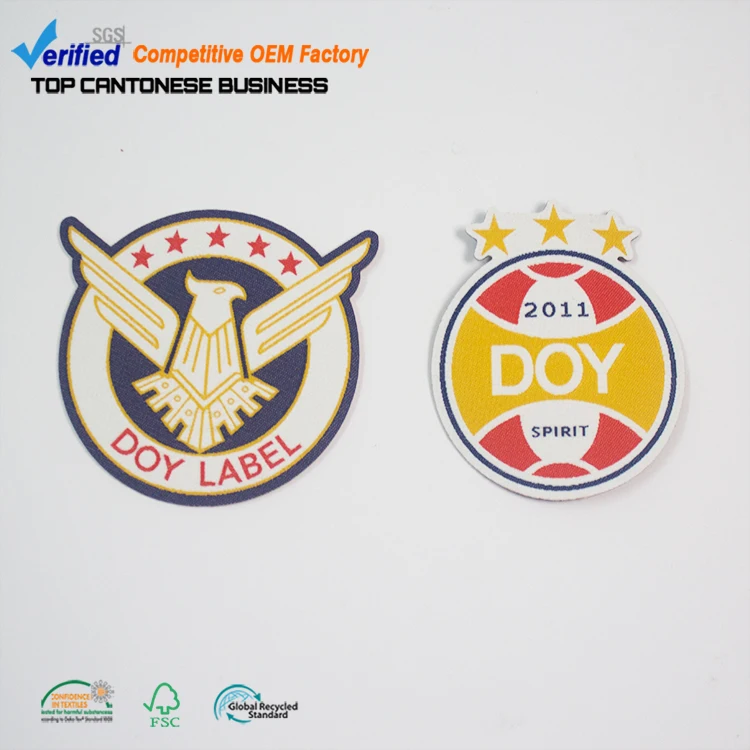 Hook and Loop Backing Custom School Name Logo Woven Patches Labels Maker for Uniform Cloth