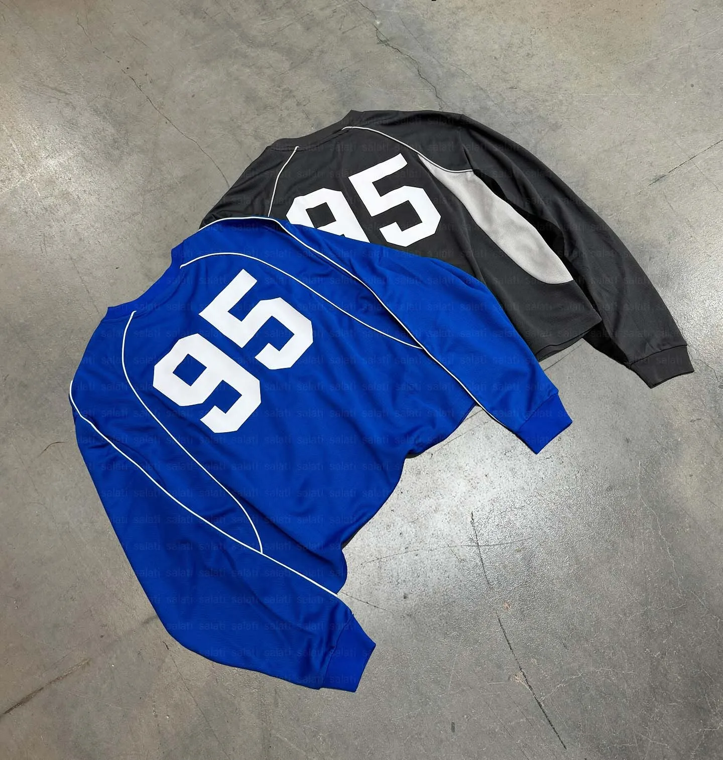 Salati Manufacturer American Streetwear Drop Shoulder Oversize Boxy Retro Long Sleeve Cropped T Shirt Football Soccer Jersey Men