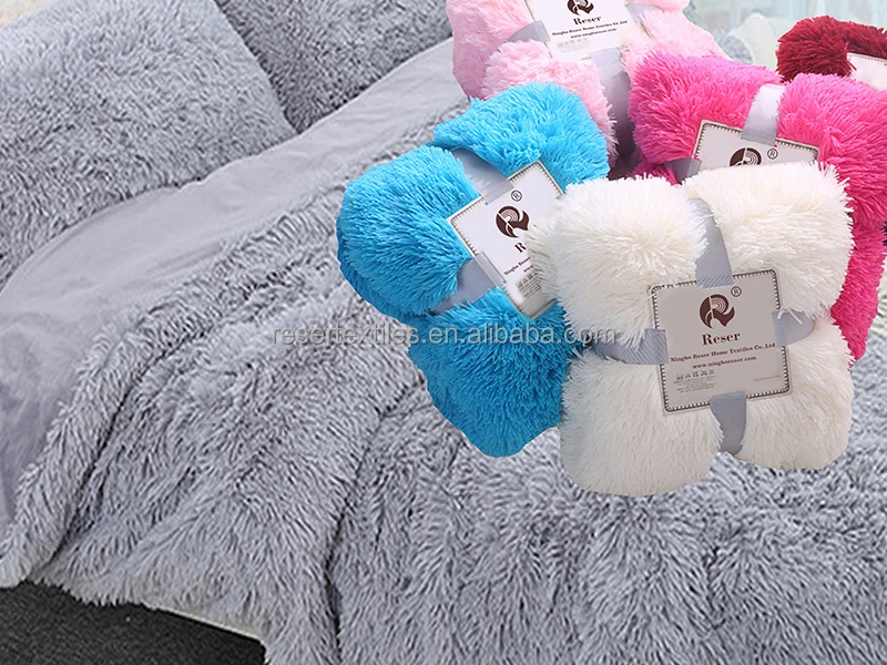 Fluffy Soft Modern Knitted Winter Fleece Throw Blanket Polyester Long Hair Cozy Fuzzy Sherpa Plush Warm Mink Faux Fur Anti-Dust