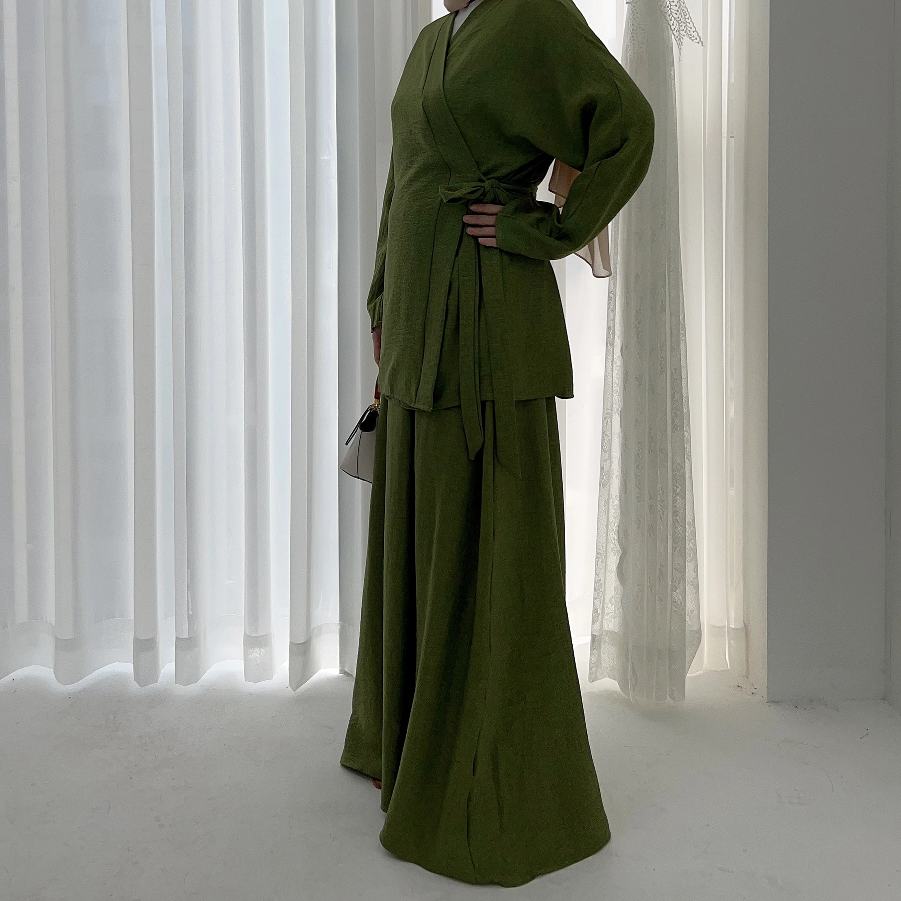 slim fit dress slacks Metal Green Jacket Style South Indian Gown Set