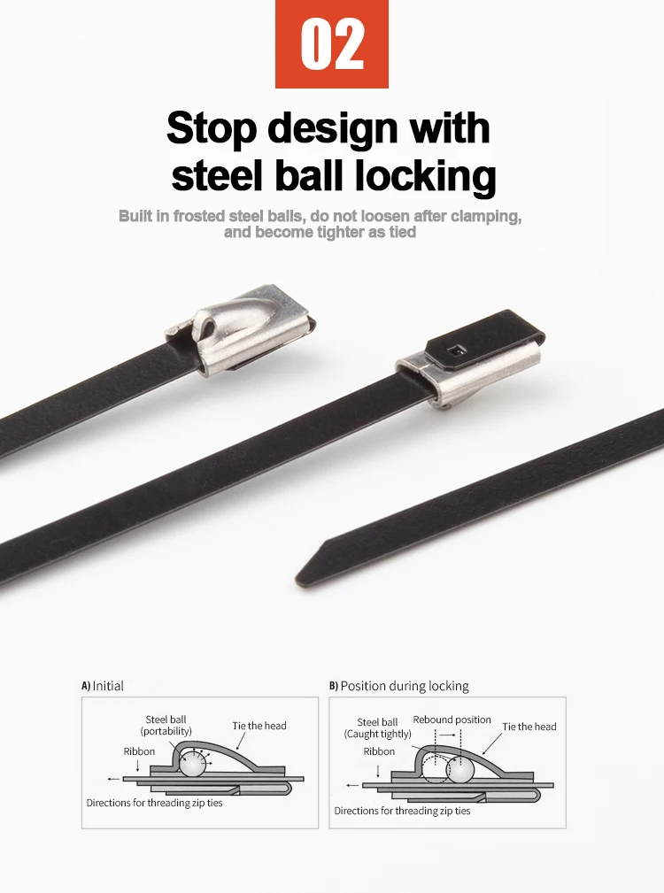 Rest008 Stainless Steel Self-locking Zip Tie Heavy-duty 304 Stainless ...