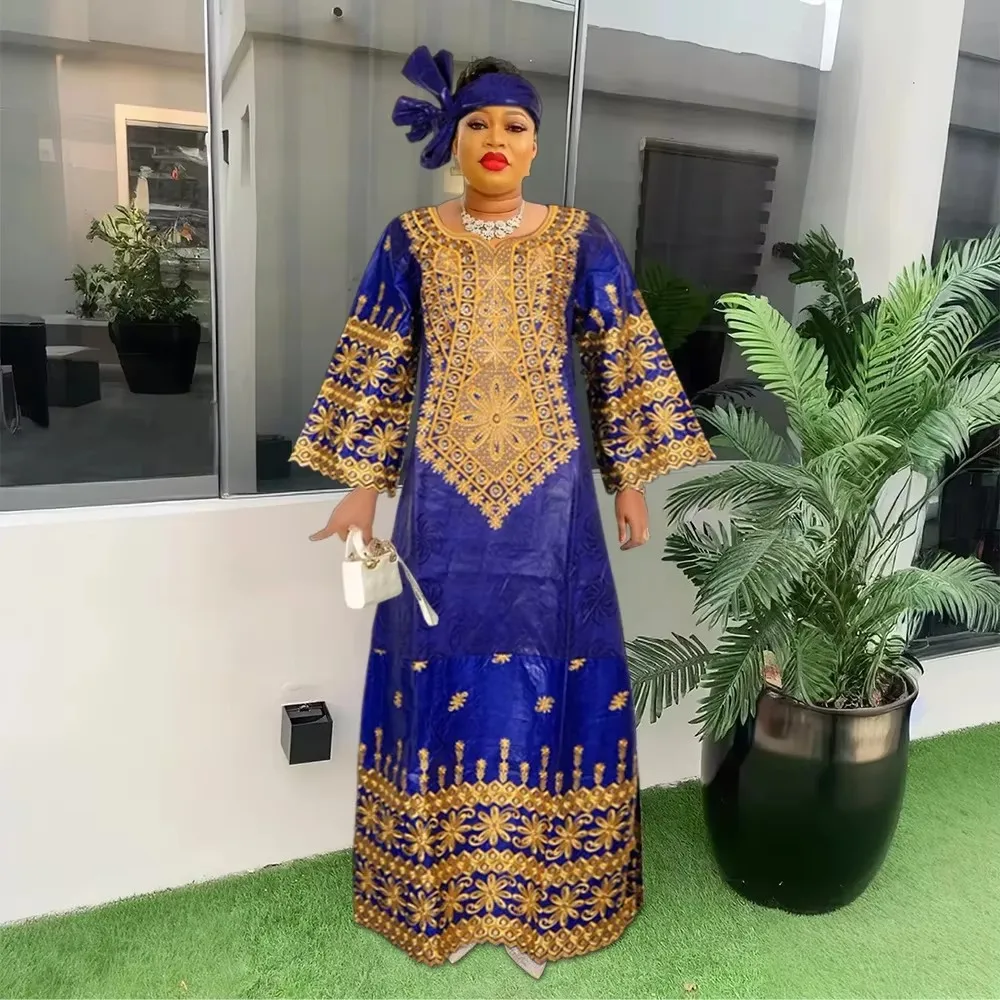 African Dresses for Women 2024 Dashiki Traditional Embroidery Bazin Gown  Ankara White Robes Nigeria Wedding Evening Party Dress
