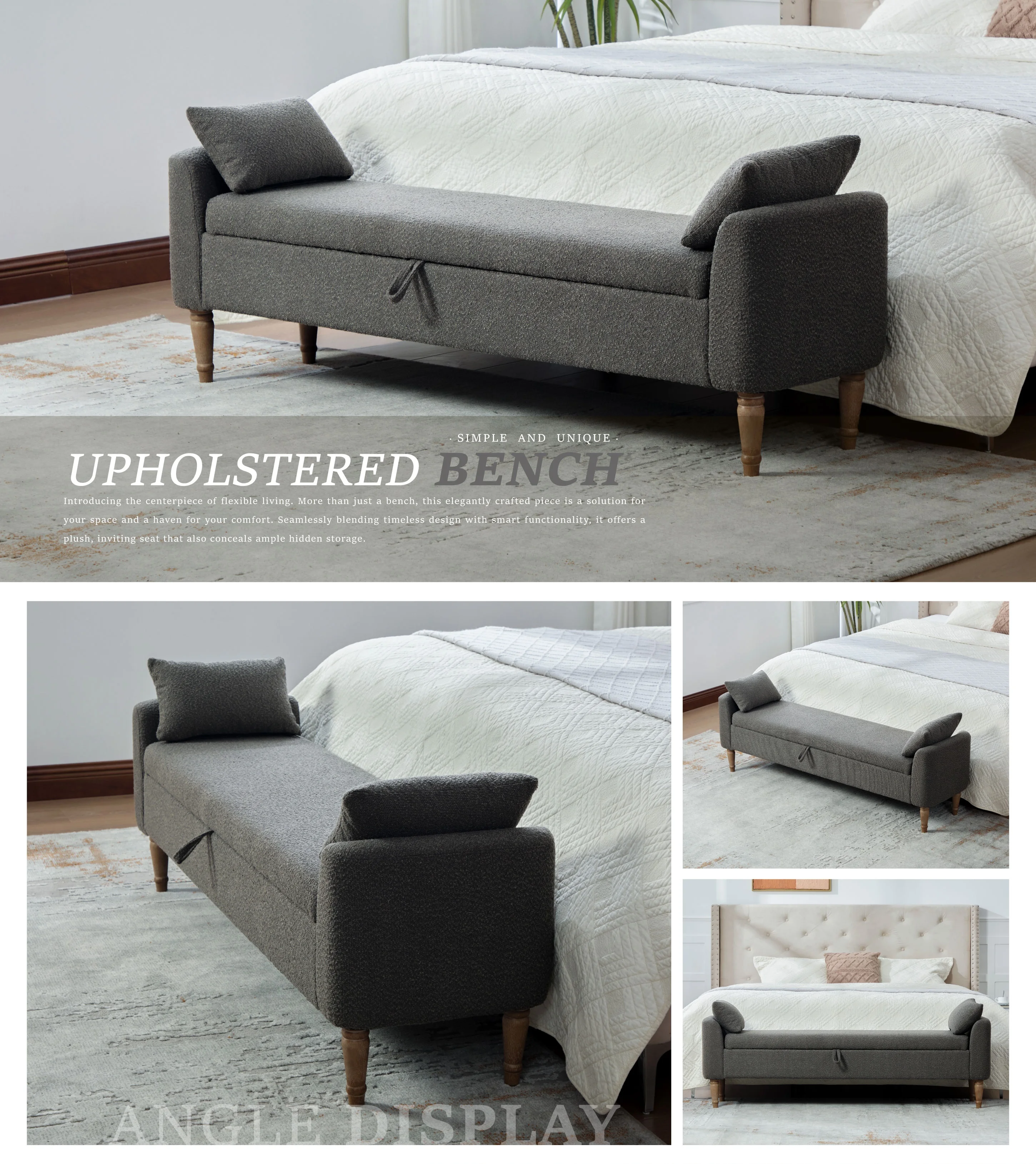 Elvarenae Liselle Upholstered Storage Bench — product detail