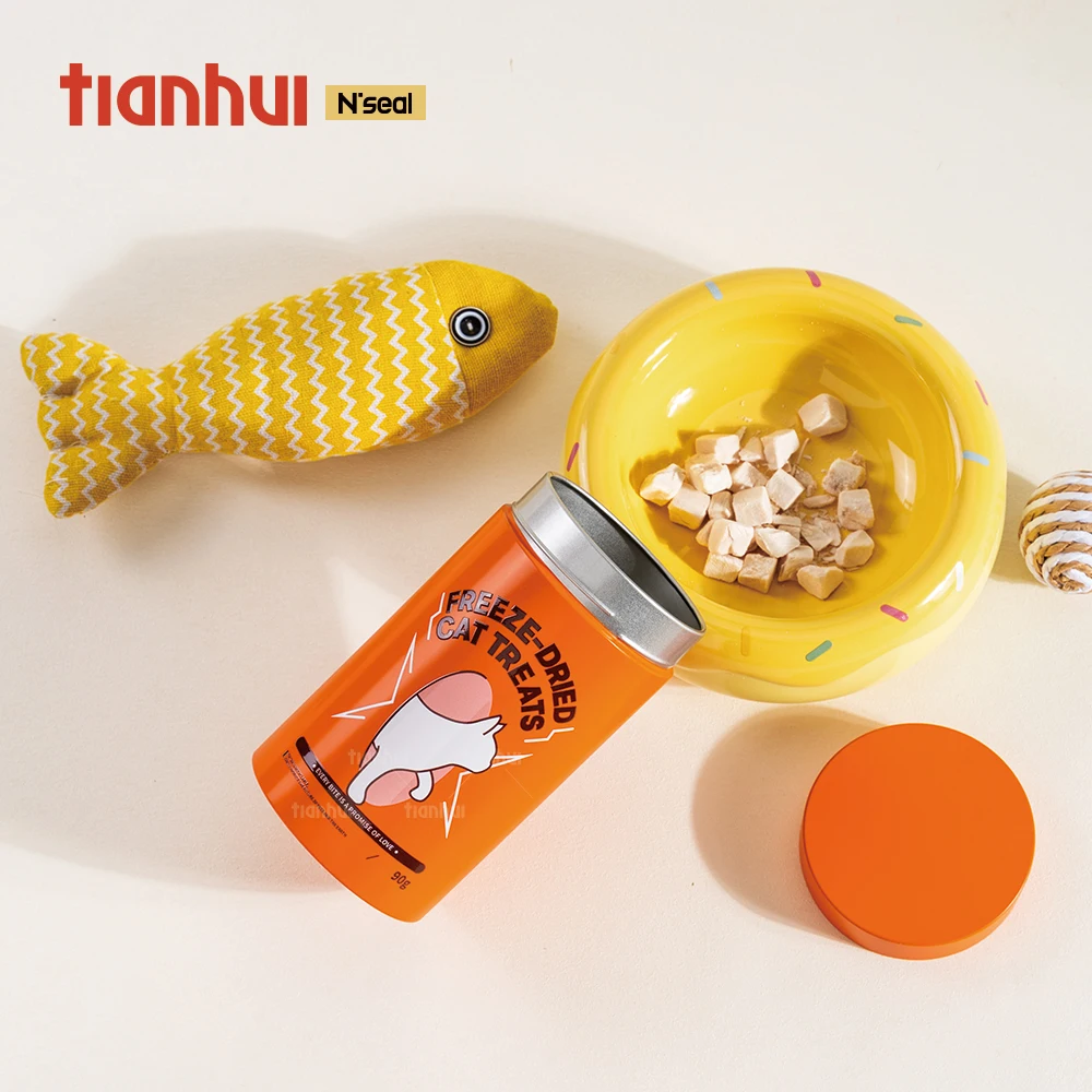 Boîte de rangement étanche Tianhui pour friandises de compagnie, contenant en tôle personnalisable pour fournitures alimentaires pour animaux