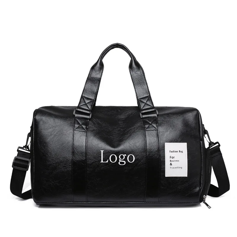 Source Custom Black Vegan Leather Mens Duffel Travel Gym Bag Fashion  Weekender Bag For Men on m.