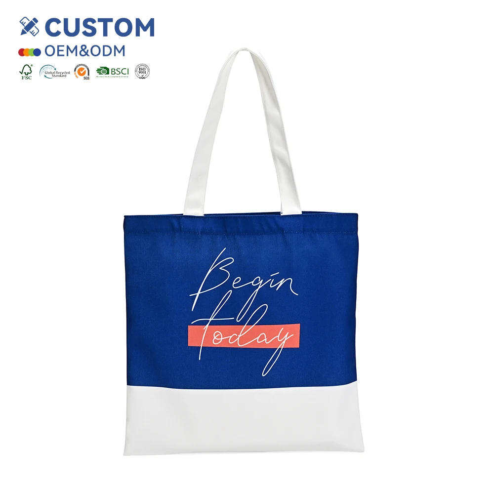 Customised Digital Prints Logo Cotton Bag Personalised Oversized Natural Color Cotton Bag with Cotton Handle for Travel
