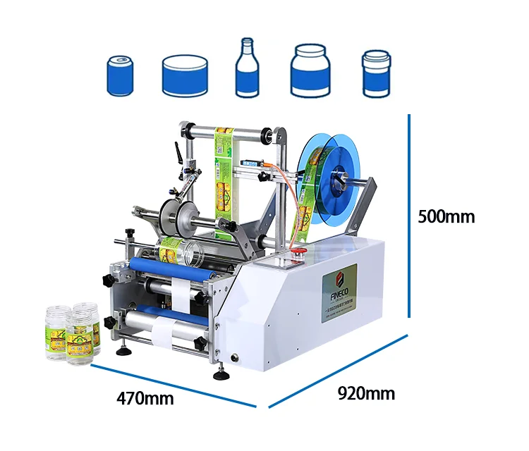FK603 Small Desktop Semi Automatic 1 oz 15ml 10ml Spirits Wine Tin Cans Jar Round Bottles Sticker Labeling Applicator Machine