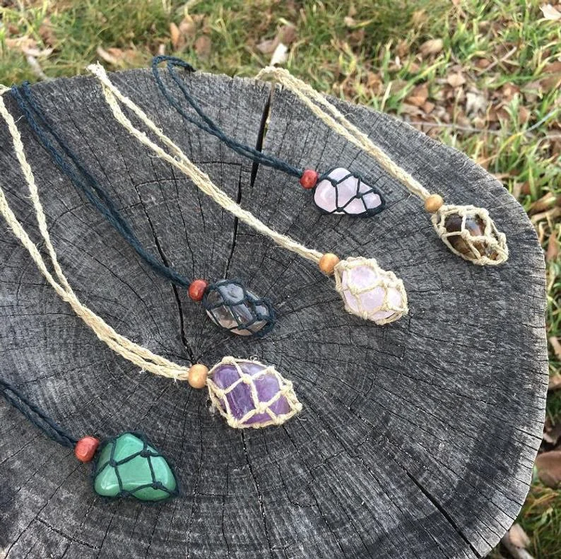 Boho Cord Necklace Diy Boho Gemstone Holder Linen Cord Necklaces