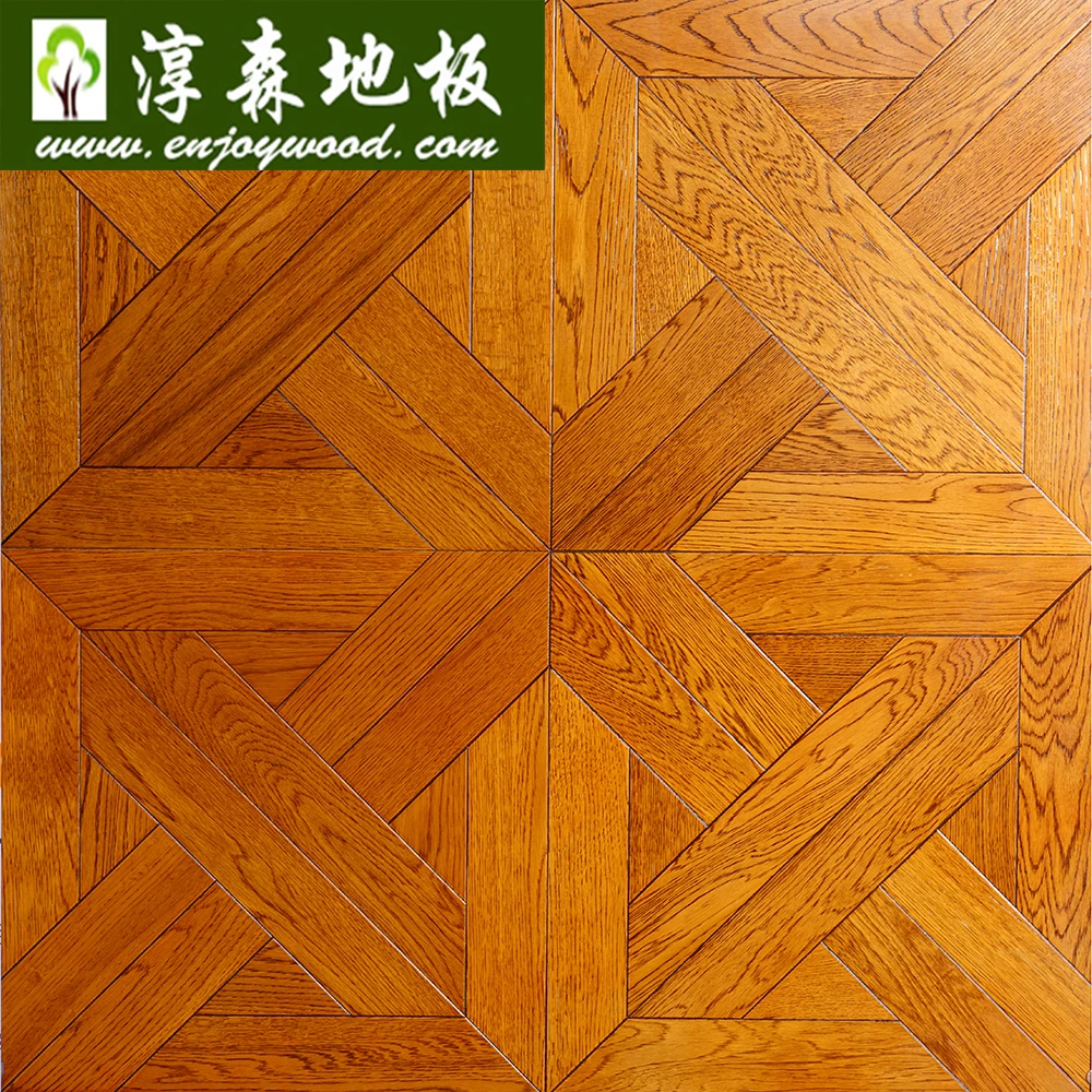 Oak Walnut Maple Jatoba Geometry Design Wood Flooring Patterned Design Wood Flooring Mosaic Parquet Flooring