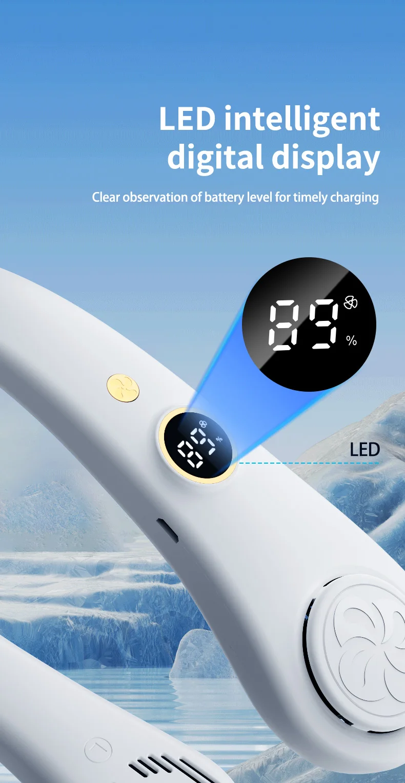 Portable Bladeless Neck Fan Hands Free Rechargeable Cooling Fan_voghion.com