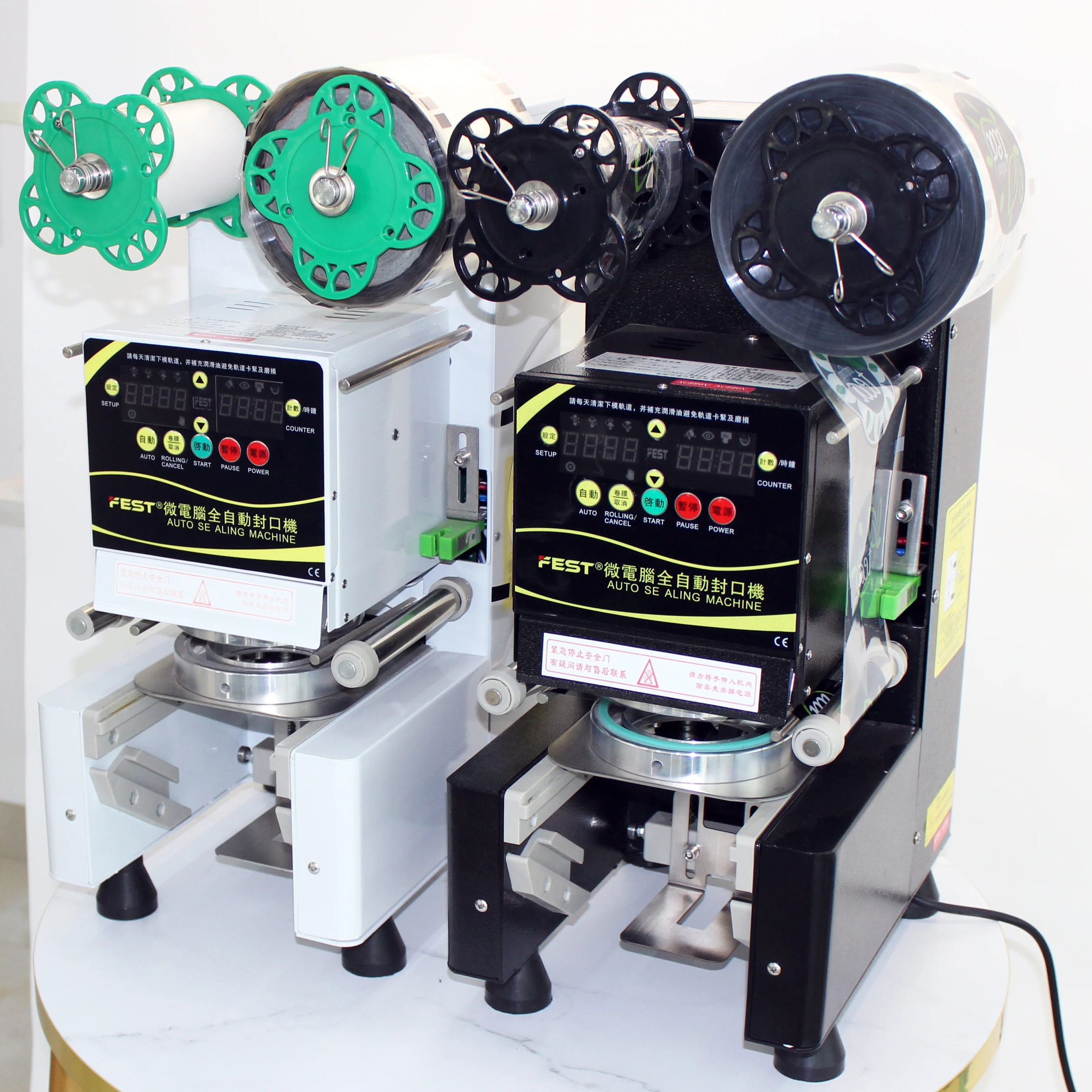 Wholesale Commercial Automatic Disposable Plastic Paper Boba Juice Bubble Tea Ice Cup Lid Sealing Machine Sealer for Cups