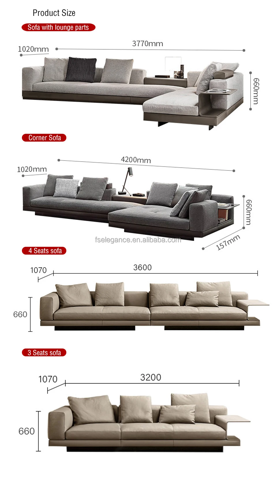 Executive Living Room Low Floor Sofa Chesterfield Set Sorner Sofa