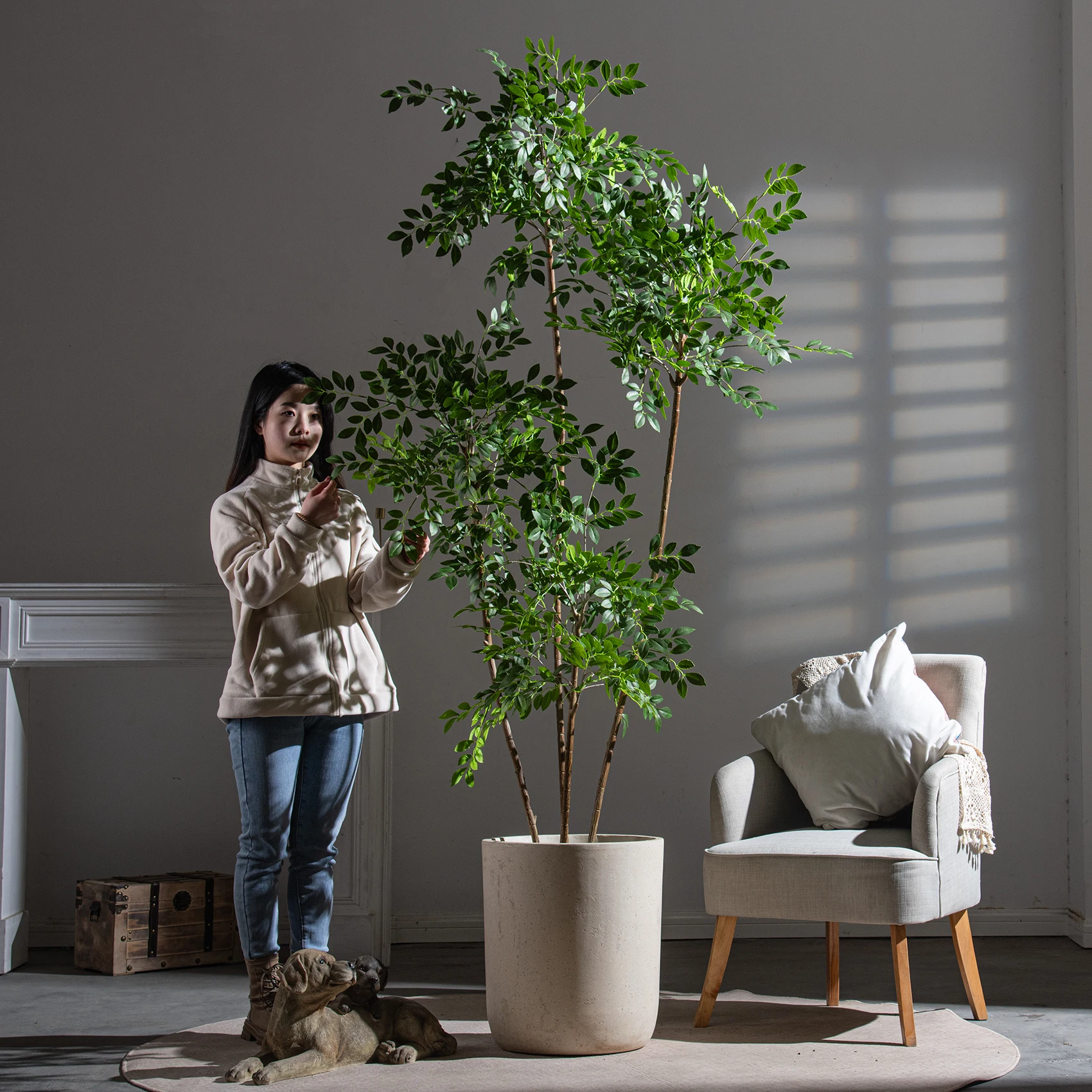 1.9M Tall Plastic Tree Simulation Tree Factory Hot Sale Facked Artificial Plants Greenery Potted Outdoor Indoor Home Decoration