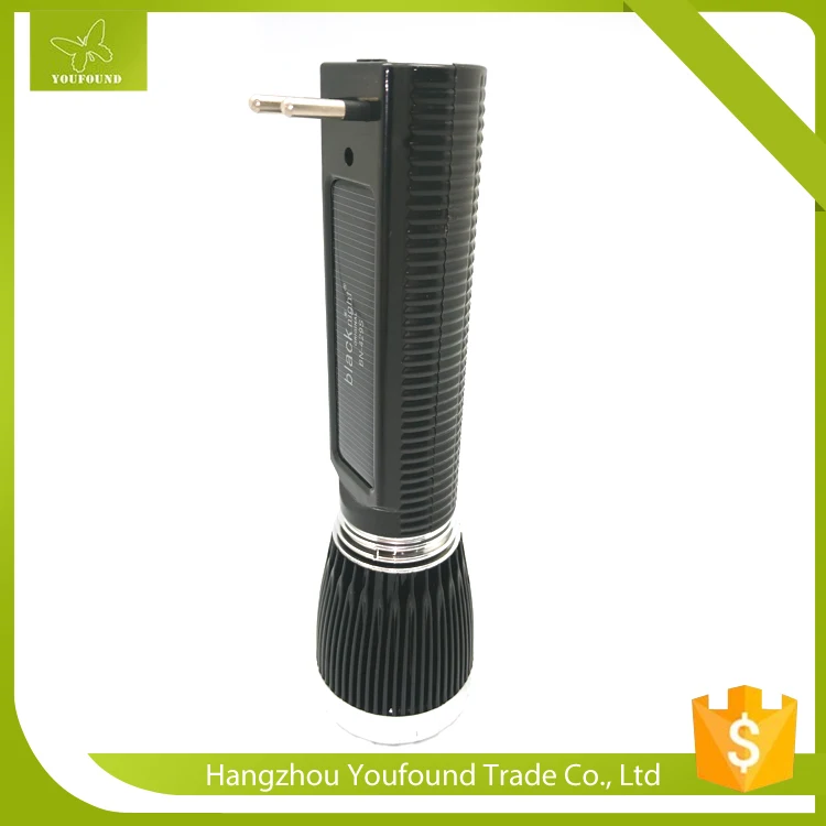 Portable plug rechargeable  long range solar flashlight  led torch with side light