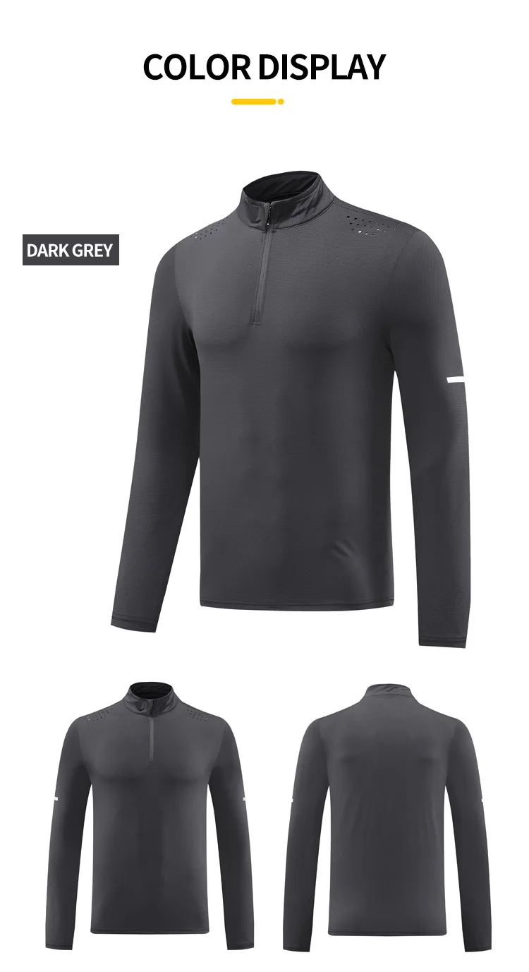 T-shirts de sport à manches longues pour hommes, tissu en maille respirant à séchage rapide, vêtements actifs d'entraînement, vente en gros, T-shirts de gymnastique 972_voghion.com