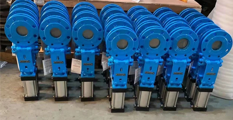 TKFM Cast Steel Insert  Slurry Sludge Knife Gate Valve with Pneumatic Actuator