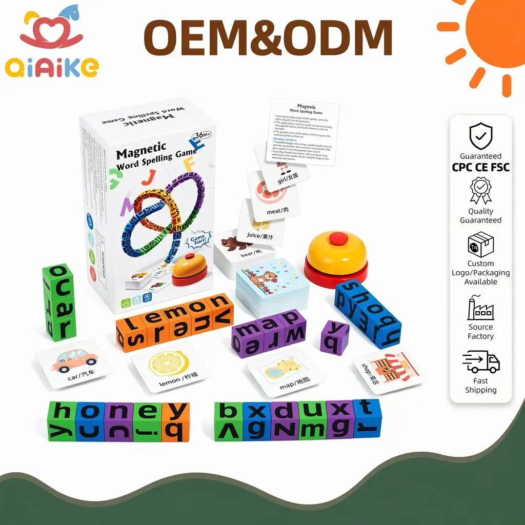 Gioco Montessori in legno per l'apprendimento delle parole – gioco educativo per il riconoscimento dell'alfabeto, con cubetti colorati delle lettere, per costruire parole e apprendere il lessico