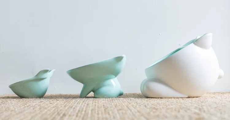 Wholesale Best Seller Eco-Friendly Cat Bowl Chubby Cute Pet Food Water Bowl Raised Design for Cats manufacture