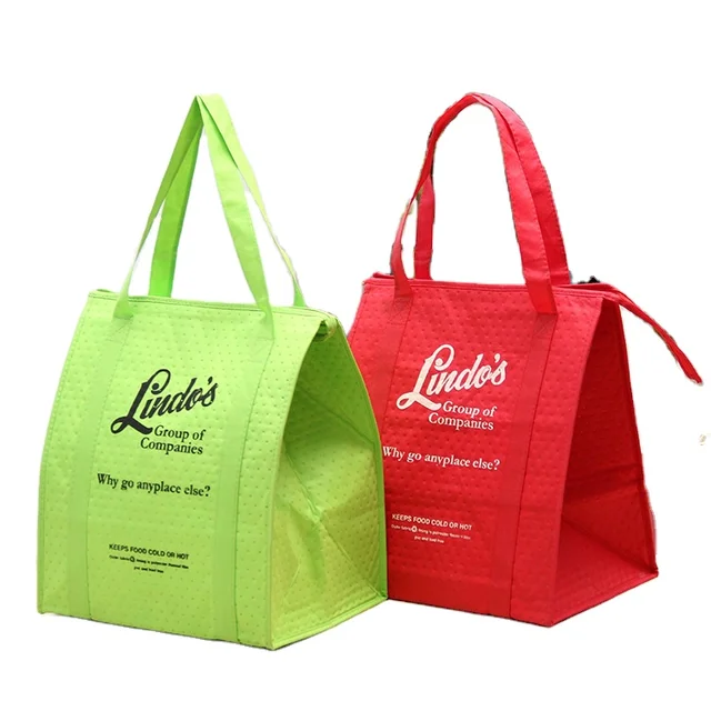Non Woven Soft Reusable Hot Food Delivery Grocery Bag Insulated Food Thermal Shopping Bag Insulated Cooler Tote Bag