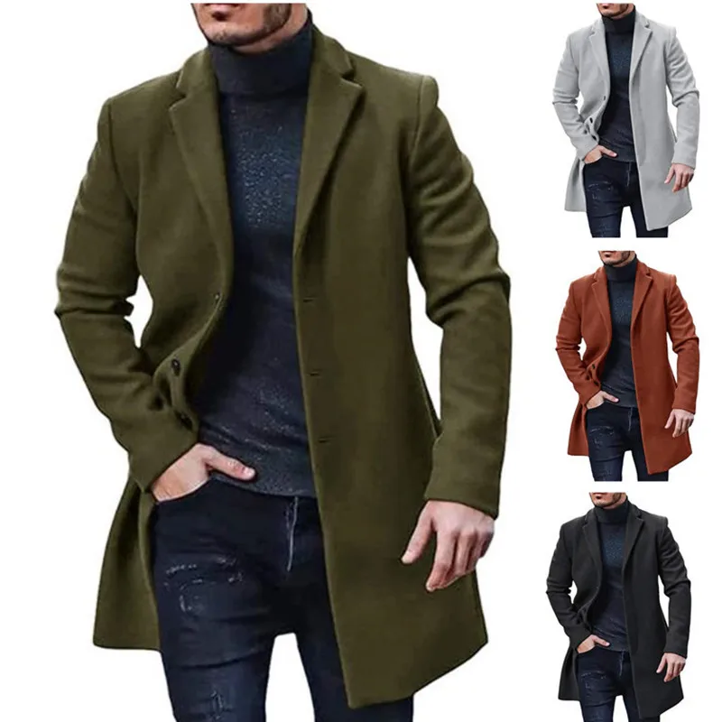 Men's solid color streetwear jacket with a single-breasted lapel design, ideal for casual urban wear in spring and winter as a stylish streetwear jacket